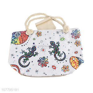 Cartoon Printing Portable Beach Bag With Zipper Coin Purse