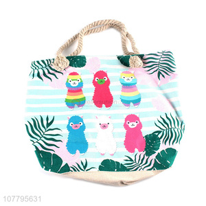 Fashion Cartoon Pattern Canvas Beach Bag Popular Shopping Tote Bag