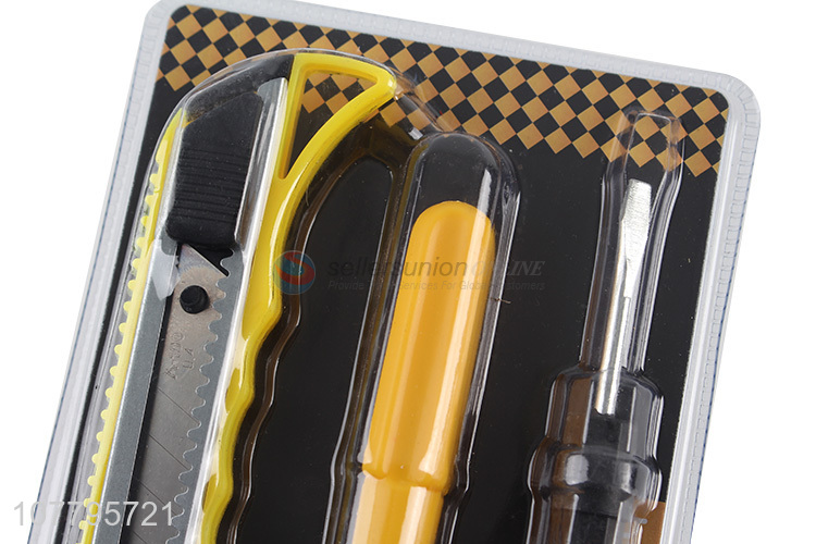 Factory supply hand tool set measuring tape utility knife screwdriver set