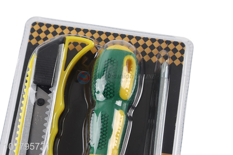 Wholesale combination hand tools measuring tape snap-off knife screwdriver set