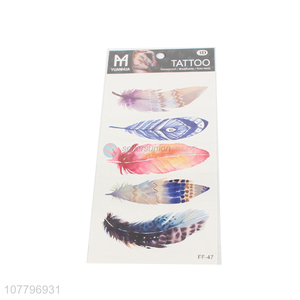 Fashion design waterproof feather temporary tattoo sticker