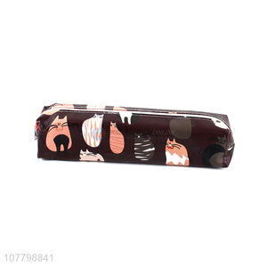 Cartoon Printing Leather Pencil Pouch Students Pencil Bag
