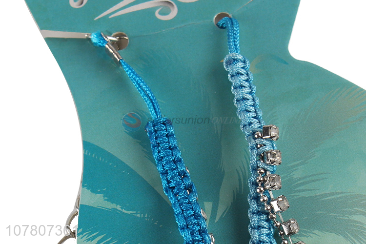 Wholesale blue double layer handmade ladies anklet