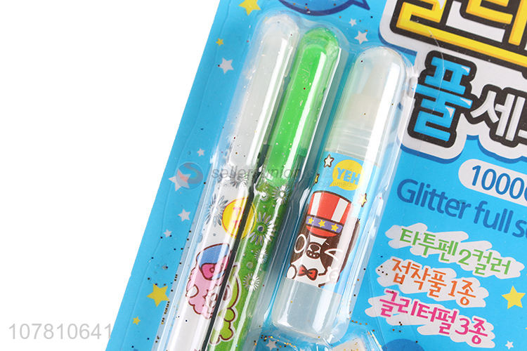 Wholesale stationery set glue sequin highlighters for hand account