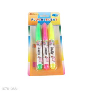 China factory 3 colors plastic highlighter pen for office
