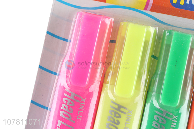 Wholesale 4 pieces plastic fluorescent marker with custom logo