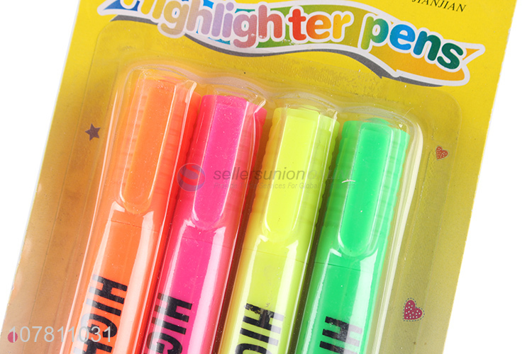 China factory 4 pieces custom logo bright color highlighters