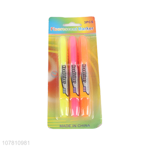 Promotional items 3 pieces plastic fluorescent markers highlighters