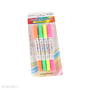 Factory wholesale double-ended highlighter pen fluorescent pen