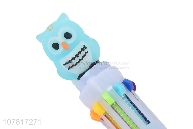 Factory supply owl 10 color stationery ballpoint pen