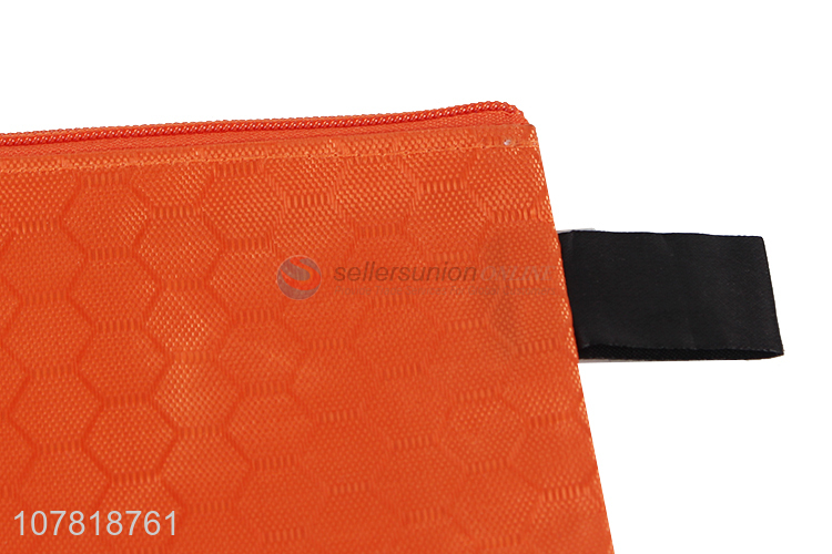 Hot sale orange PP portable zipper stationery bag