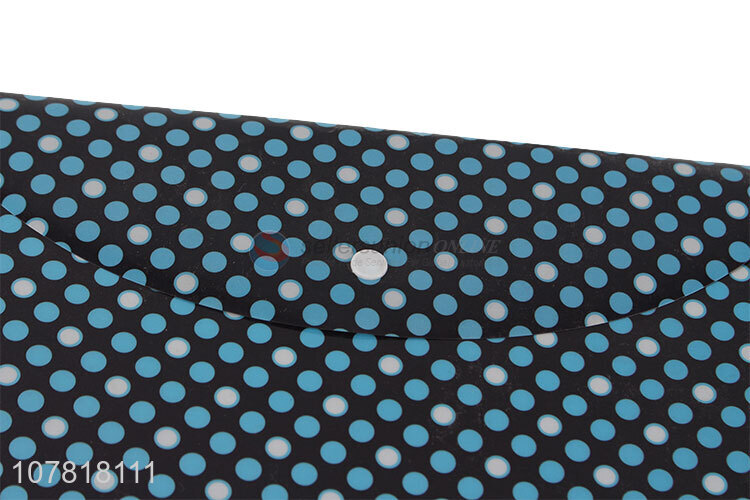 High quality blue dot printing plastic office file bag