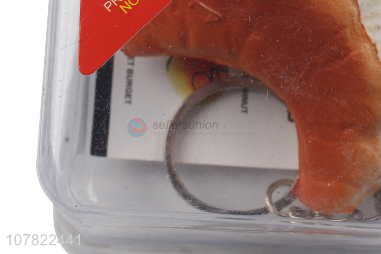 Online wholesale pu foam croissant stress relief toy key chain