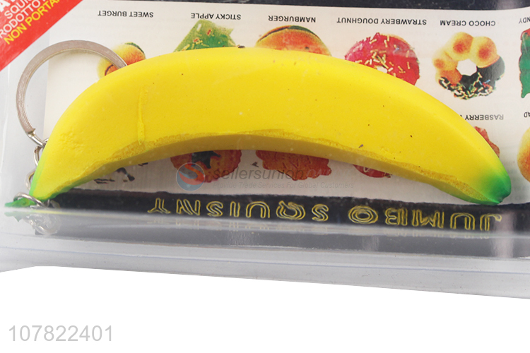Cheap wholesale pu foam banana jumbo squishy toy key chain