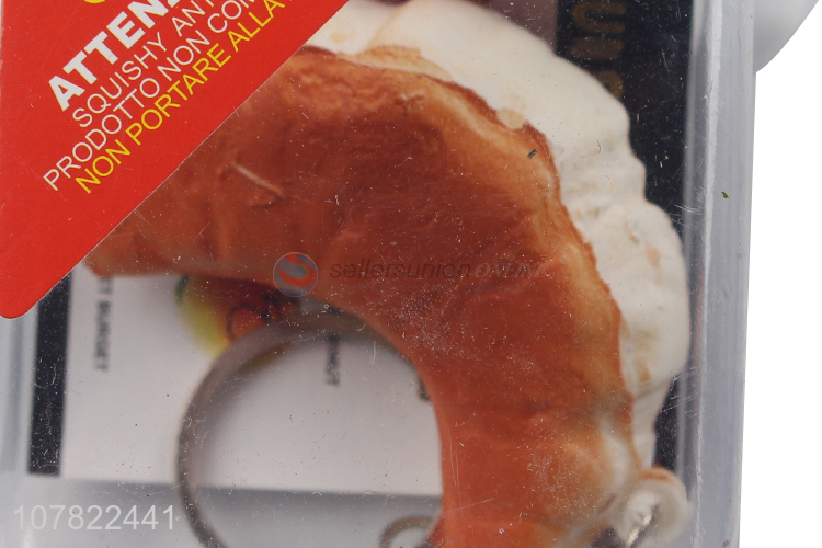 Online wholesale pu foam croissant stress relief toy key chain