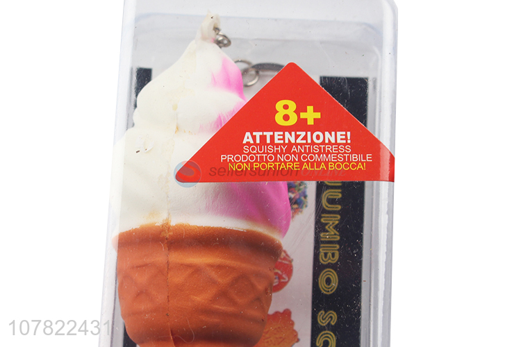 China factory pu foam ice cream  squeeze toy with keyring