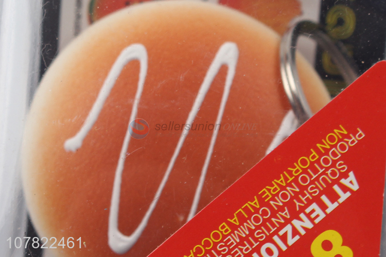 Good quality pu foam hamburger slow rebound toy key chain
