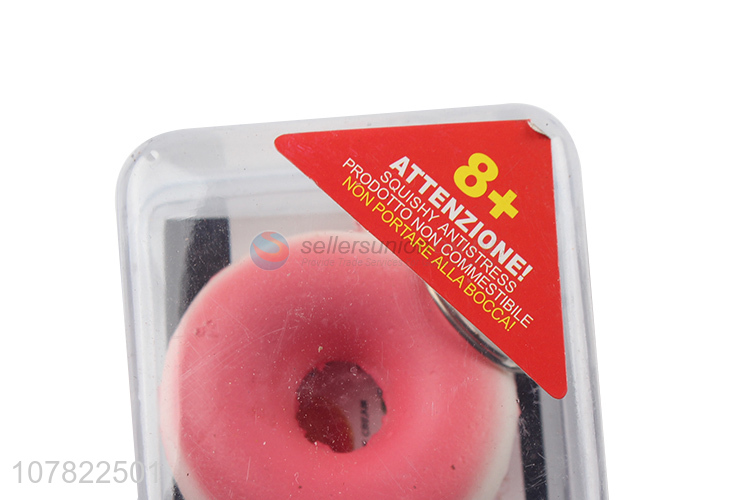 Latest product pu foam donut stress relief toy with keyring
