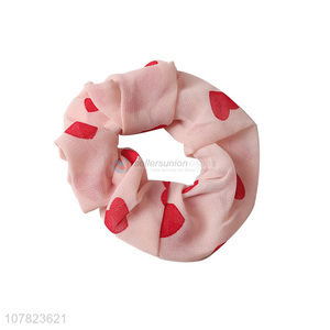 Yiwu wholesale pink print polka dot hair tie for girl