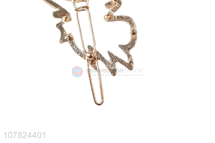 Simple hollow hair accessories all-match metal one-word hairpin