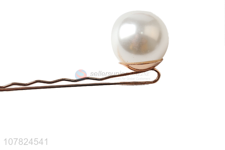 Simple design golden pearl hairpin temperament hairpin for ladies
