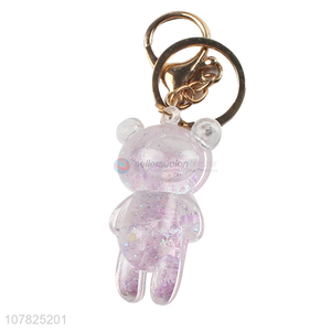 Good price bear shape decorative quicksand keychain
