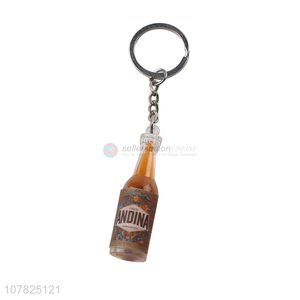 High quality beer bottle shape keychain for decoration