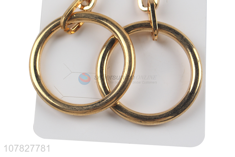 New Design Metal Circle Pendant Stud Earring Fashion Accessories