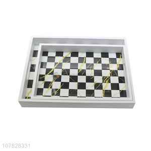 Latest product rectangular chessboard glass serving tray table tray