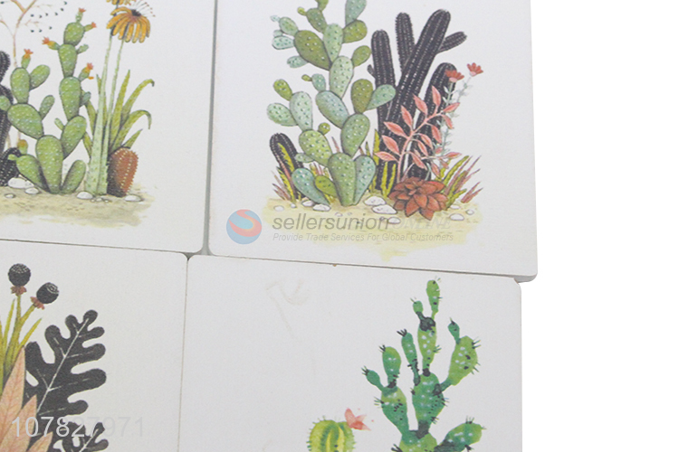High quality catcus pattern mdf cup coasters wooden heat pads