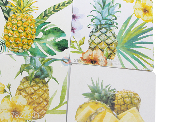 China supplier pineapple pattern mdf cup holder wooden insulation pad