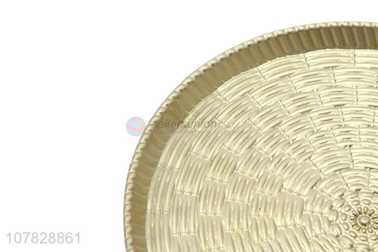 Wholesale round gold serving plates fruit plate for wedding decoration