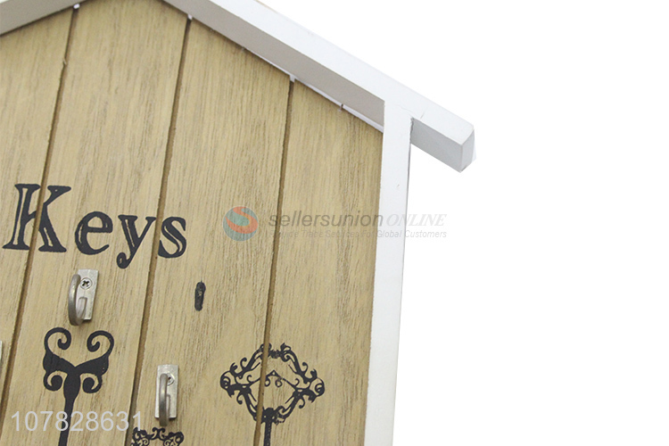 Latest product 3 hooks wall mounted wooden key box key holder for decor
