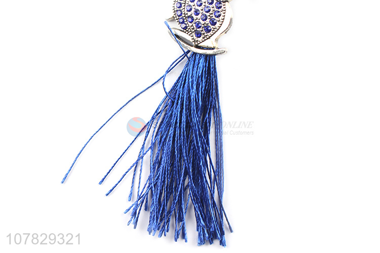 New fashion metal keychain blue bead pendant