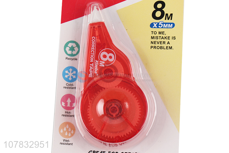 High quality red plastic 8m correction tape for students