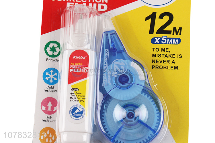 High quality plastic correction tape student correction fluid set