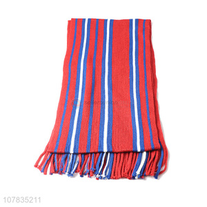 Good quality ladies <em>scarf</em> colorful stripes knitted <em>scarf</em> with fringe