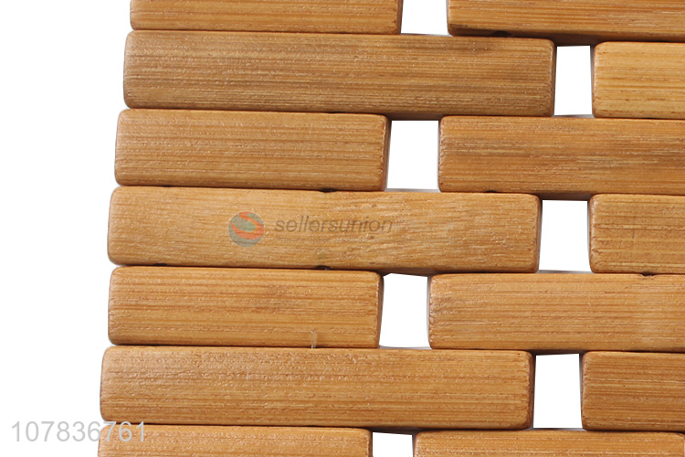 New style yellow wooden hollow bowl mat thermal insulation bamboo curtain