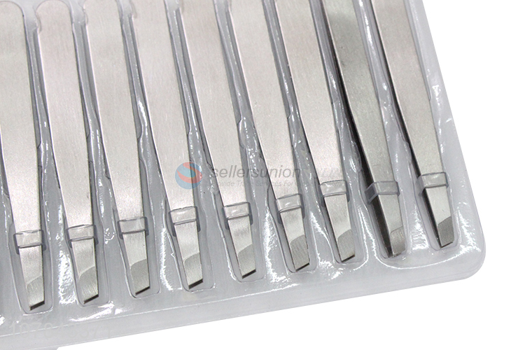 Hot sale silver slanted tip stainless steel eyebrow tweezers kit