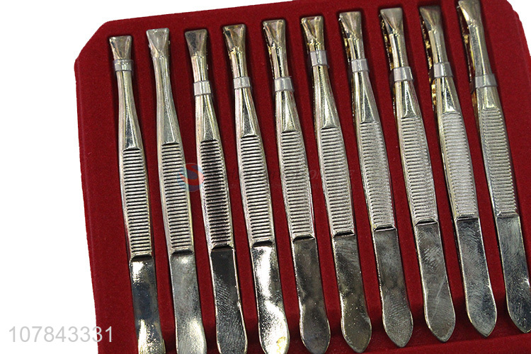 China manufacturer gold plating stainless steel eyebrow tweezers wholesale