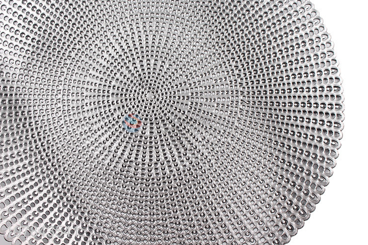 Creative fish bone pattern design silver round insulate placemat