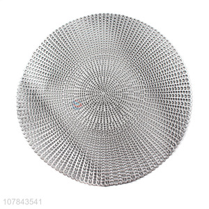 Creative fish bone pattern design silver round insulate placemat