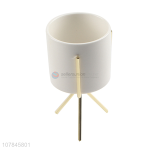 Most popular small ceramic <em>flowerpot</em> succulent planter with metal stand