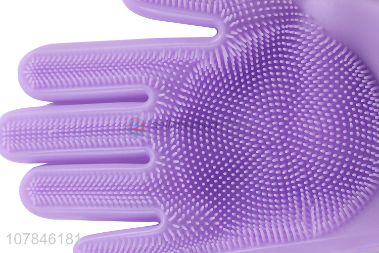 High quality purple silicone universal dishwashing gloves