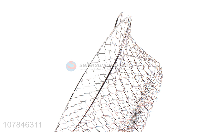 Creative design silver iron colander convenient frying basket