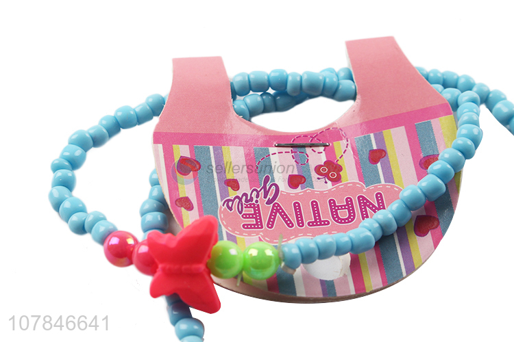 Wholesale Kids Popular Butterfly Charms Necklace Bracelet Set