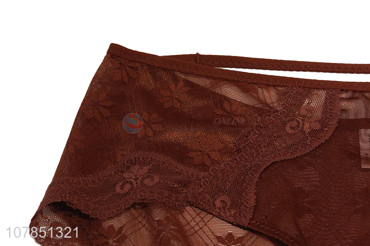 Factory direct sale red gauze lace briefs for ladies