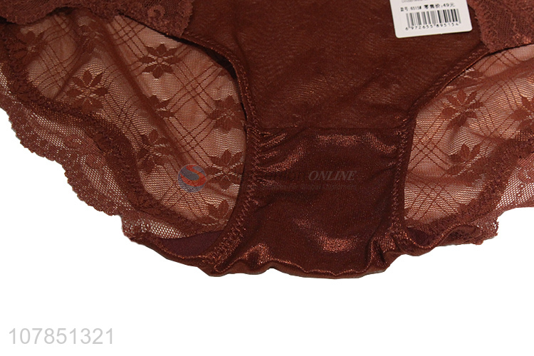 Factory direct sale red gauze lace briefs for ladies