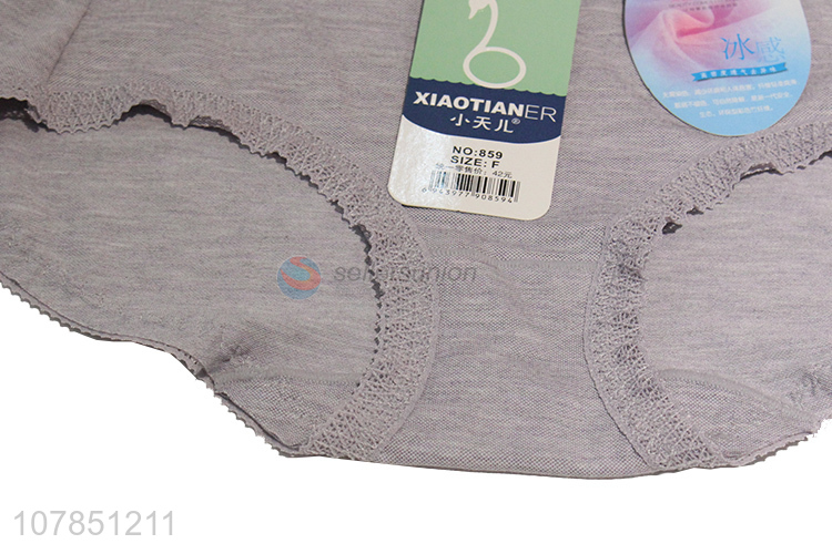 New arrival gray soft seamless panties with lace for ladies