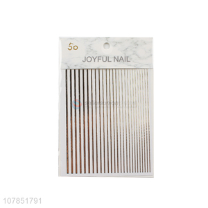 Low price gold stripe tape nail sticker diy 3d adhesive nail decals